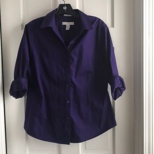 Chico’s Size 1 Purple Cotton Long Sleeve Blouse